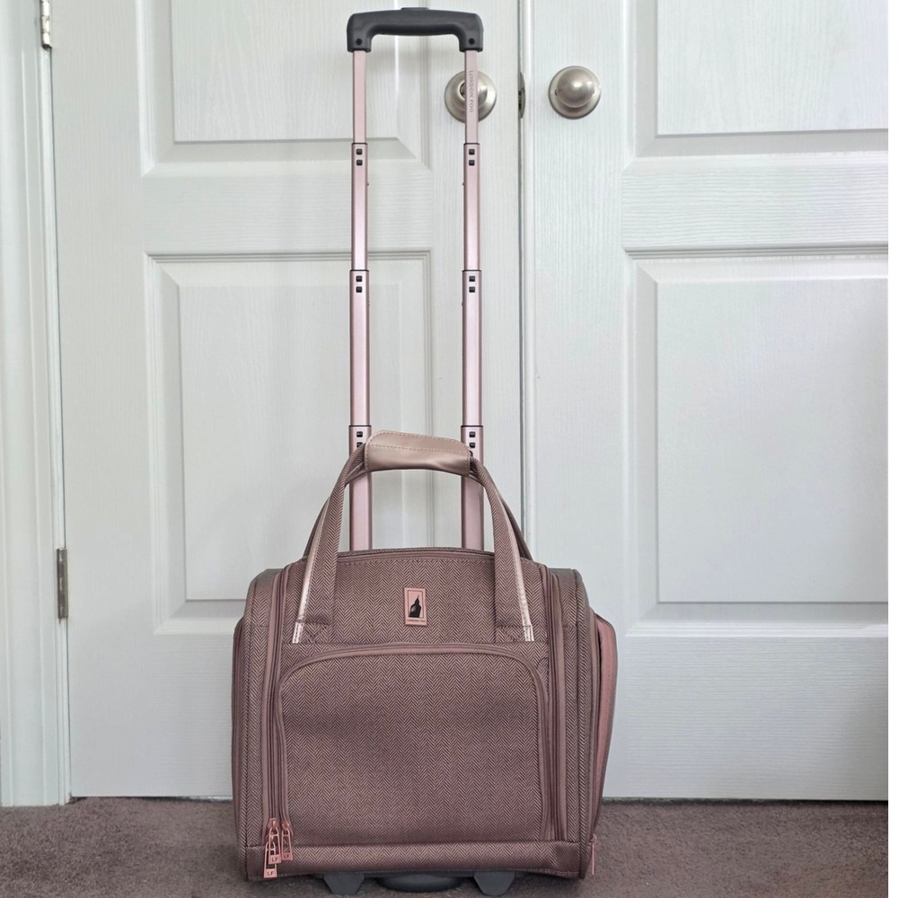 London Fog Yorkshire 15" Under Seat Rolling Bag Carry On Rose Travel Luggage Bag